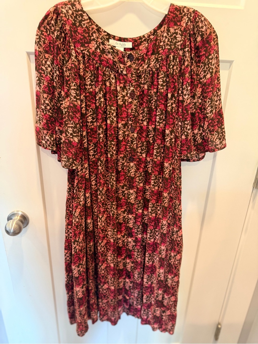 Go Softly Patio Floral Rayon House Dress Size M